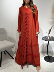 C 1595 Burnt Orange Lace Abaya