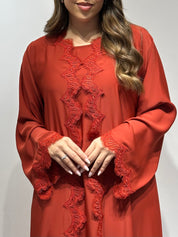 C 1595 Burnt Orange Lace Abaya