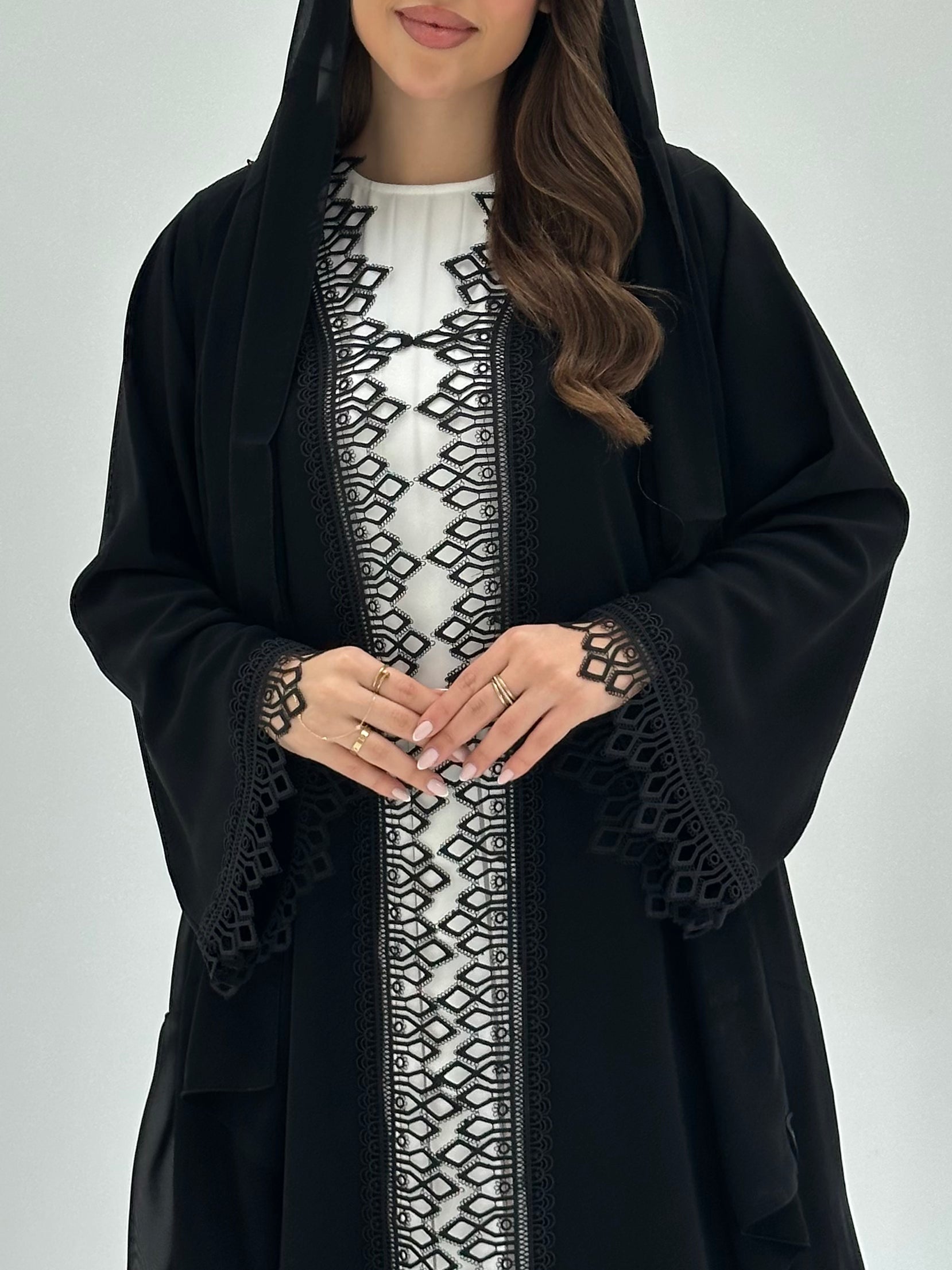 C 1880 Black Lace Abaya