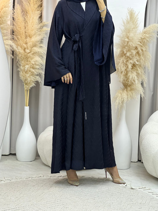 C 0005-04 Blue Overlap Silk Abaya