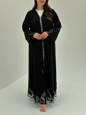C 1881 Black Beaded Lace Abaya