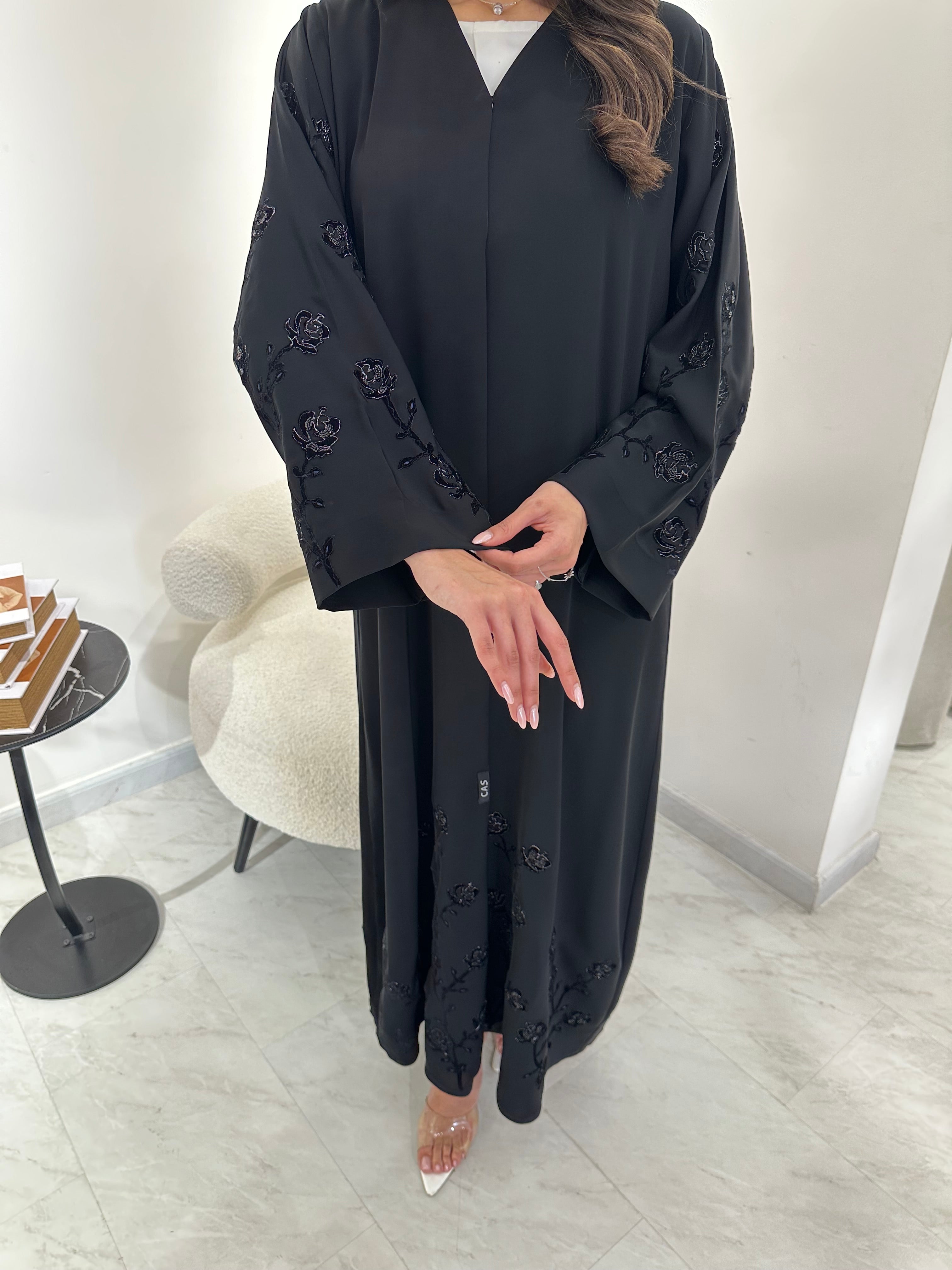 C 0901 Black Embroidered Abaya