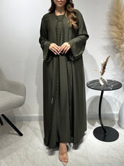 C 1596 Olive Green Lace Abaya