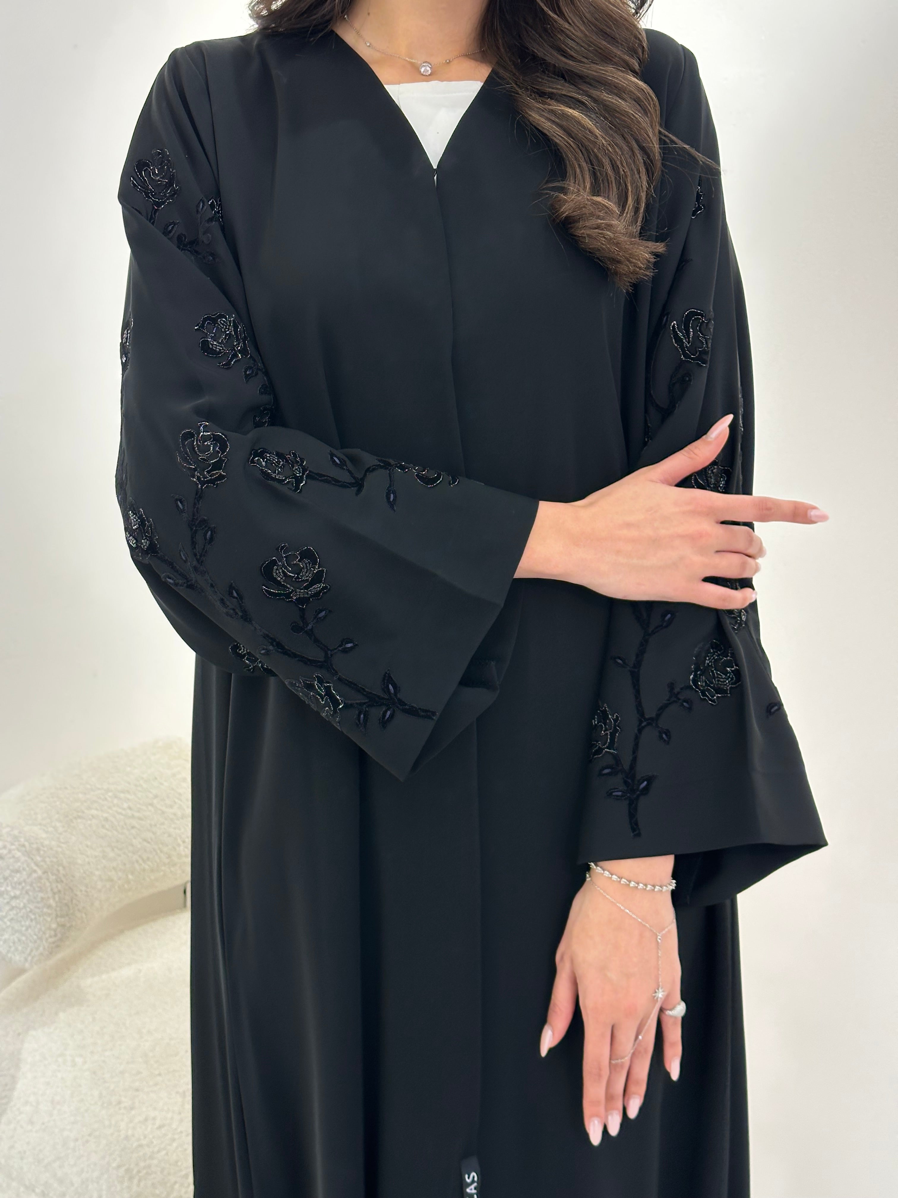 C 0901 Black Embroidered Abaya