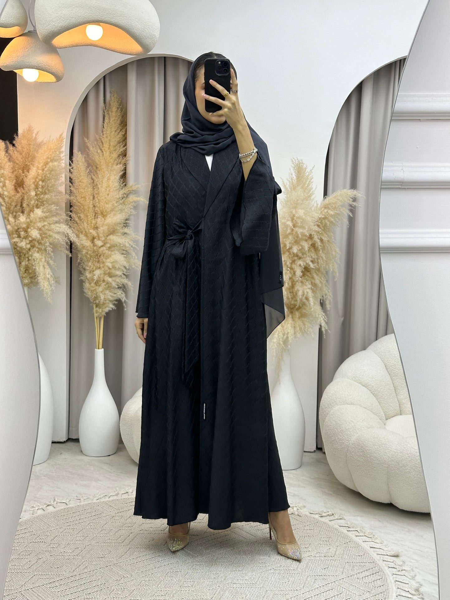 C 0005-05 Grey Overlap Silk Abaya