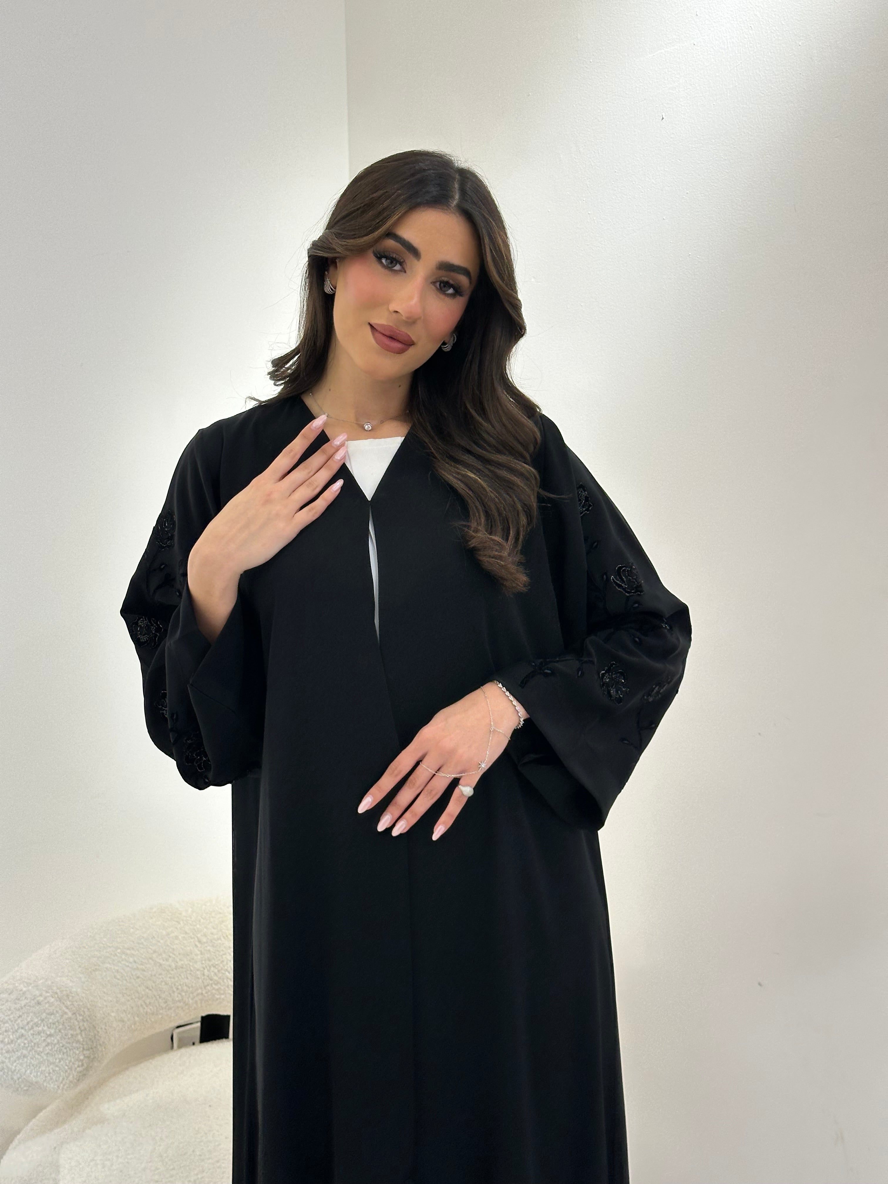 C 0901 Black Embroidered Abaya