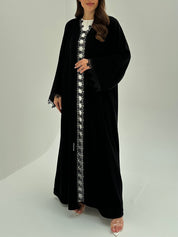 C 1882 Black Bow Lace Abaya