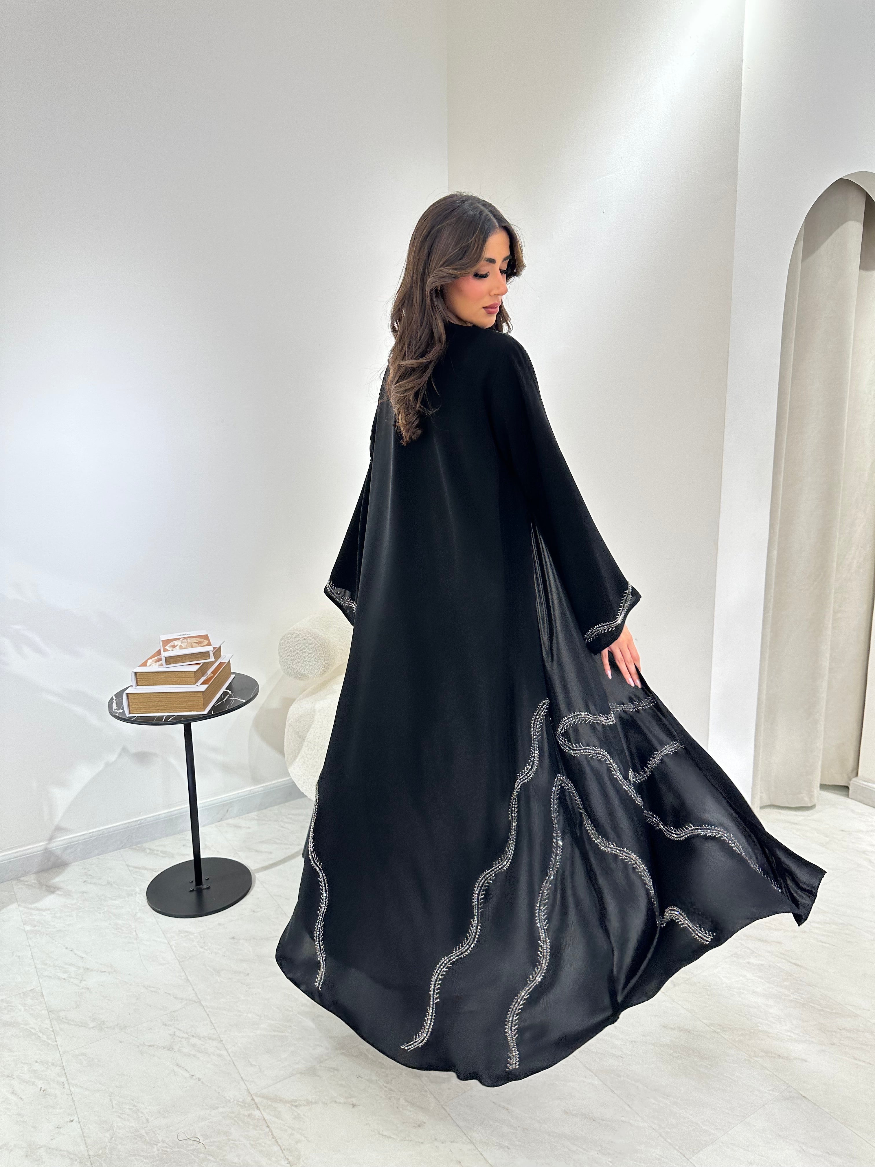 C 0902 Black Beaded Abaya