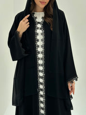 C 1882 Black Bow Lace Abaya