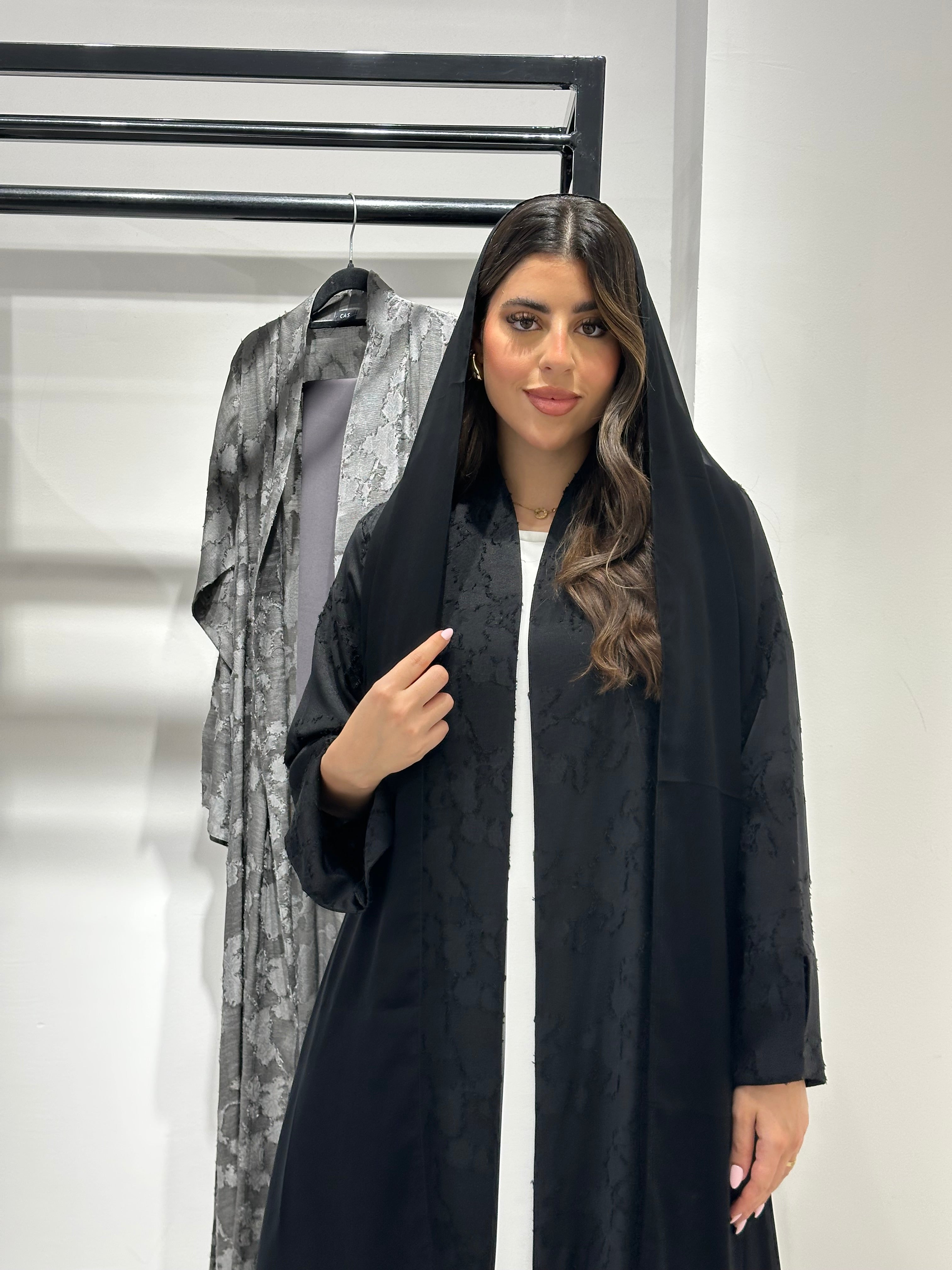C 1363-01 Black Printed Abaya