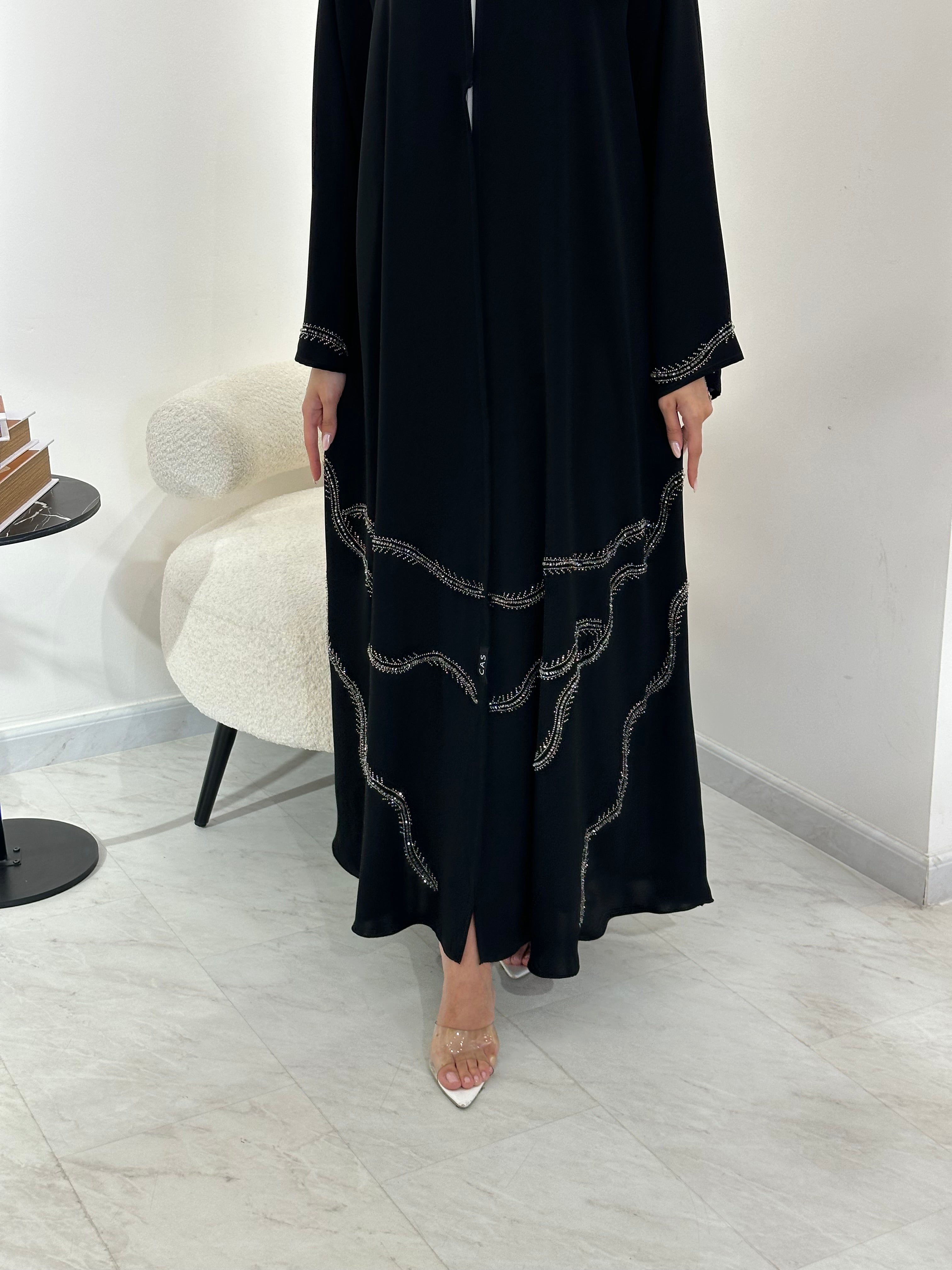C 0902 Black Beaded Abaya
