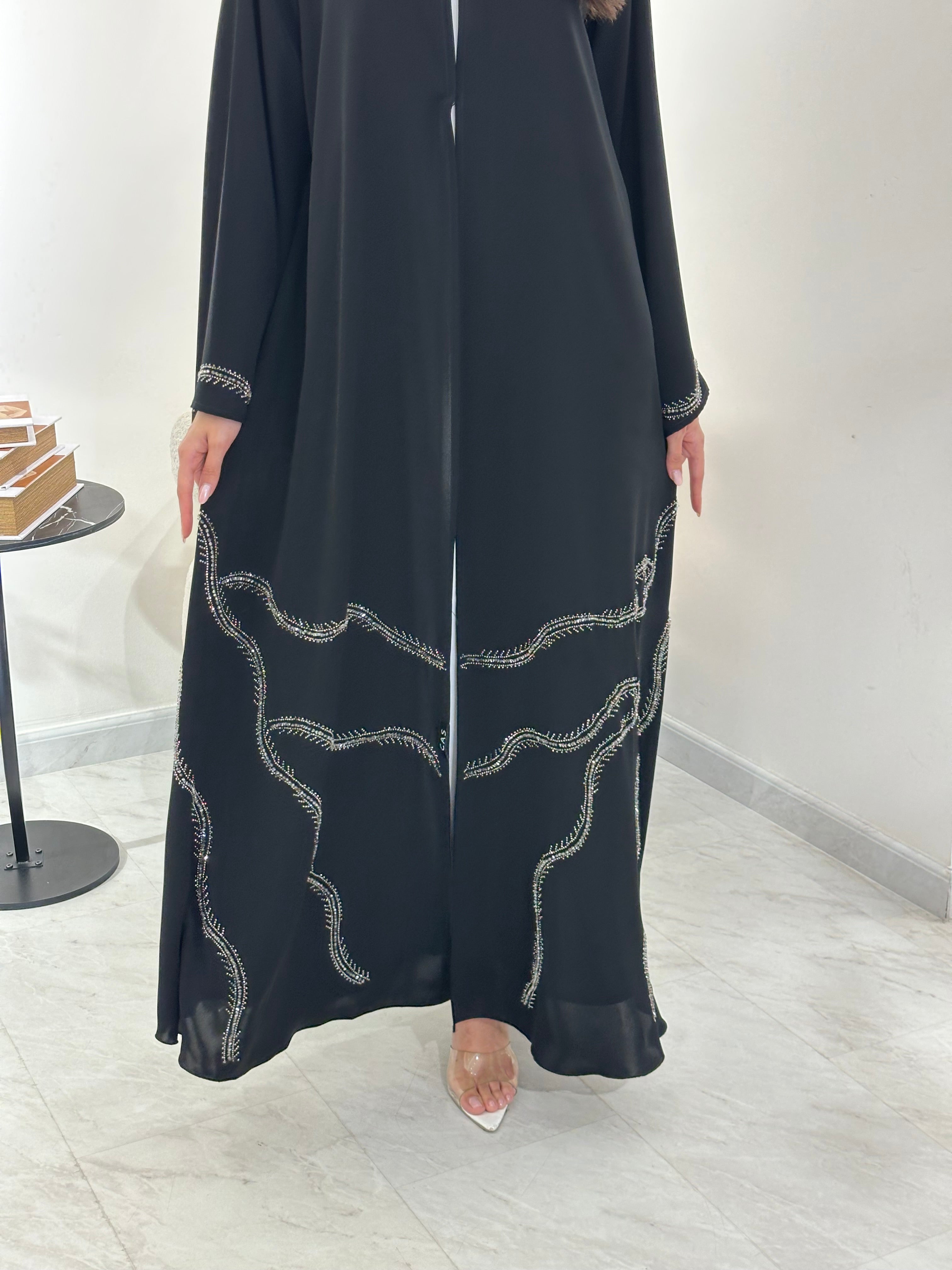 C 0902 Black Beaded Abaya