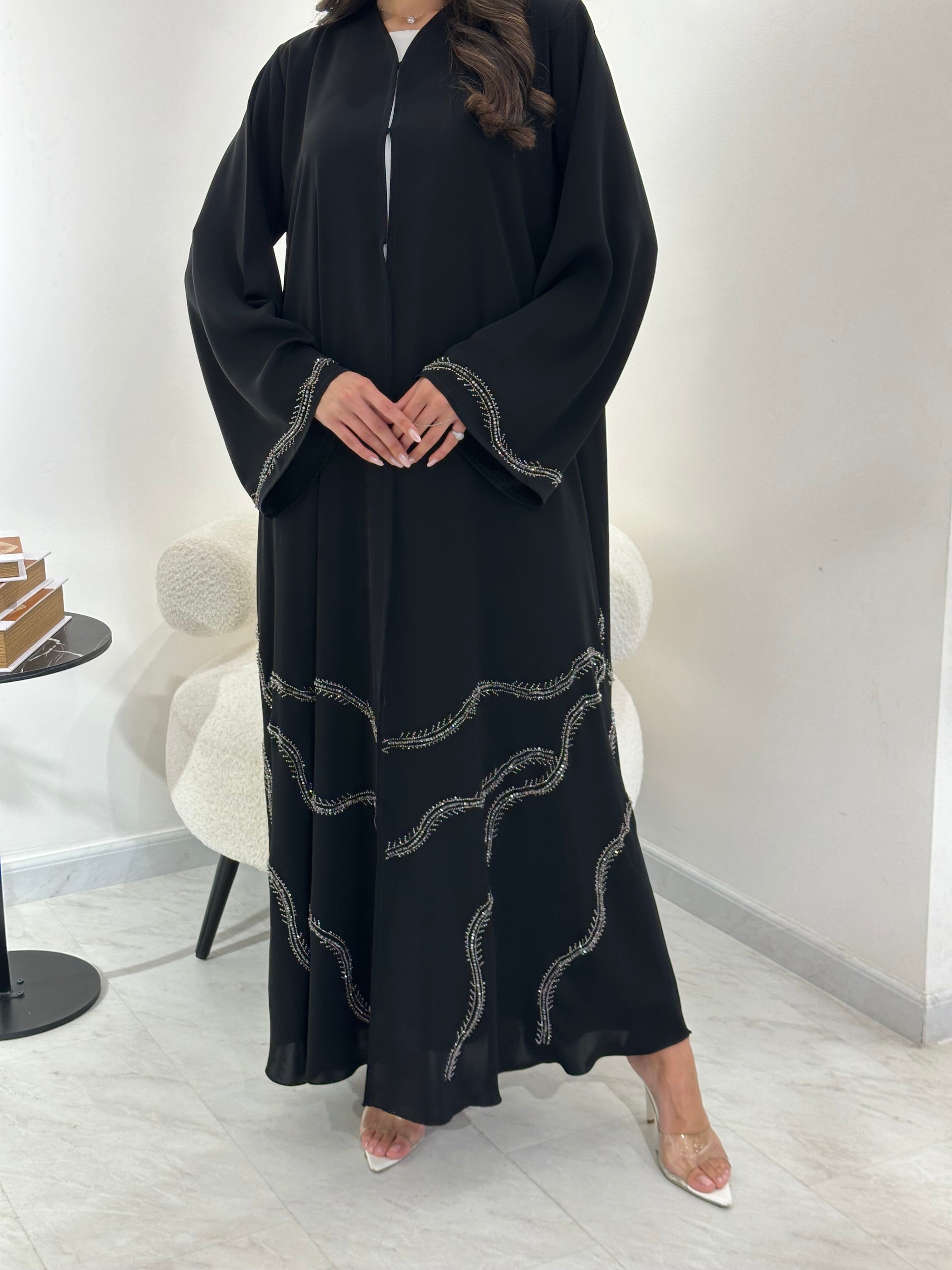 C 0902 Black Beaded Abaya