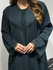 C 1598 Forest Green Lace Abaya