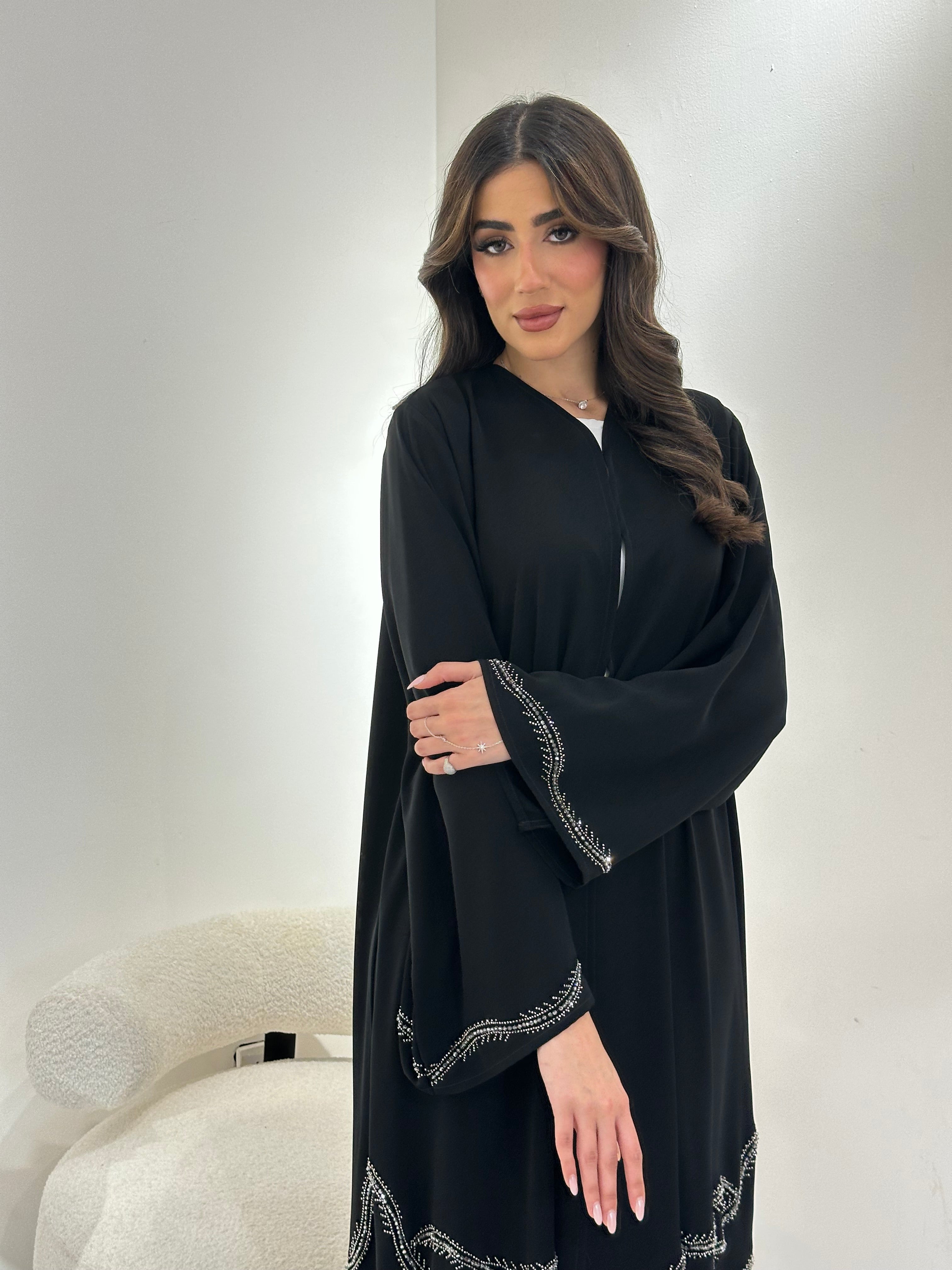 C 0902 Black Beaded Abaya