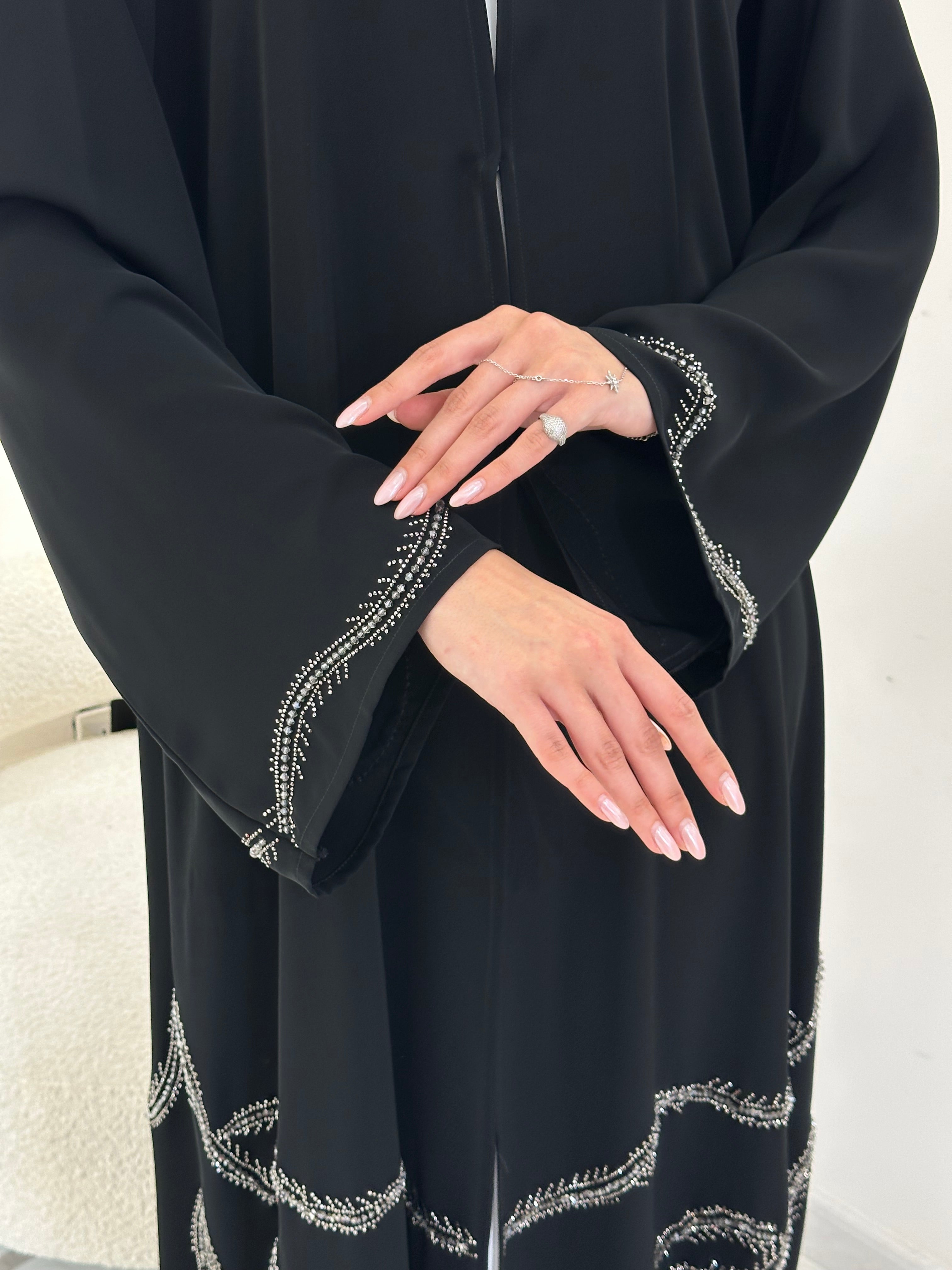 C 0902 Black Beaded Abaya