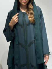 C 1598 Forest Green Lace Abaya