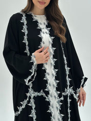 C 1884 Black Floral Lace Abaya