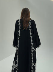 C 1884 Black Floral Lace Abaya