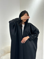 C 0903 Black Beaded Bisht Abaya