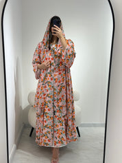 C 1371 Pink Citrus Printed Abaya