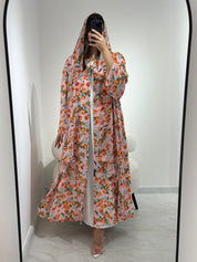 C 1371 Pink Citrus Printed Abaya