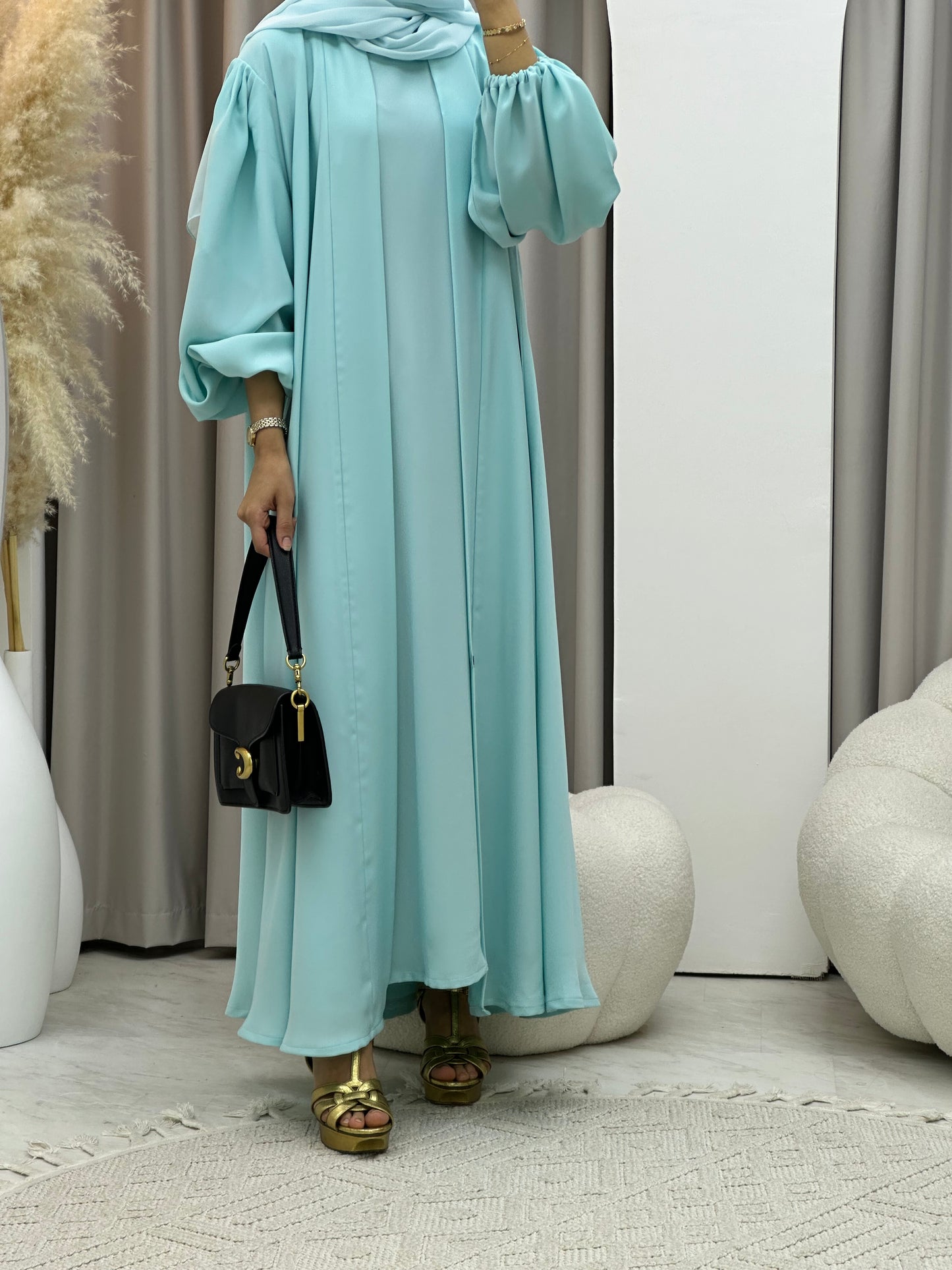 C 0373-01 Aqua Pastel Abaya Set