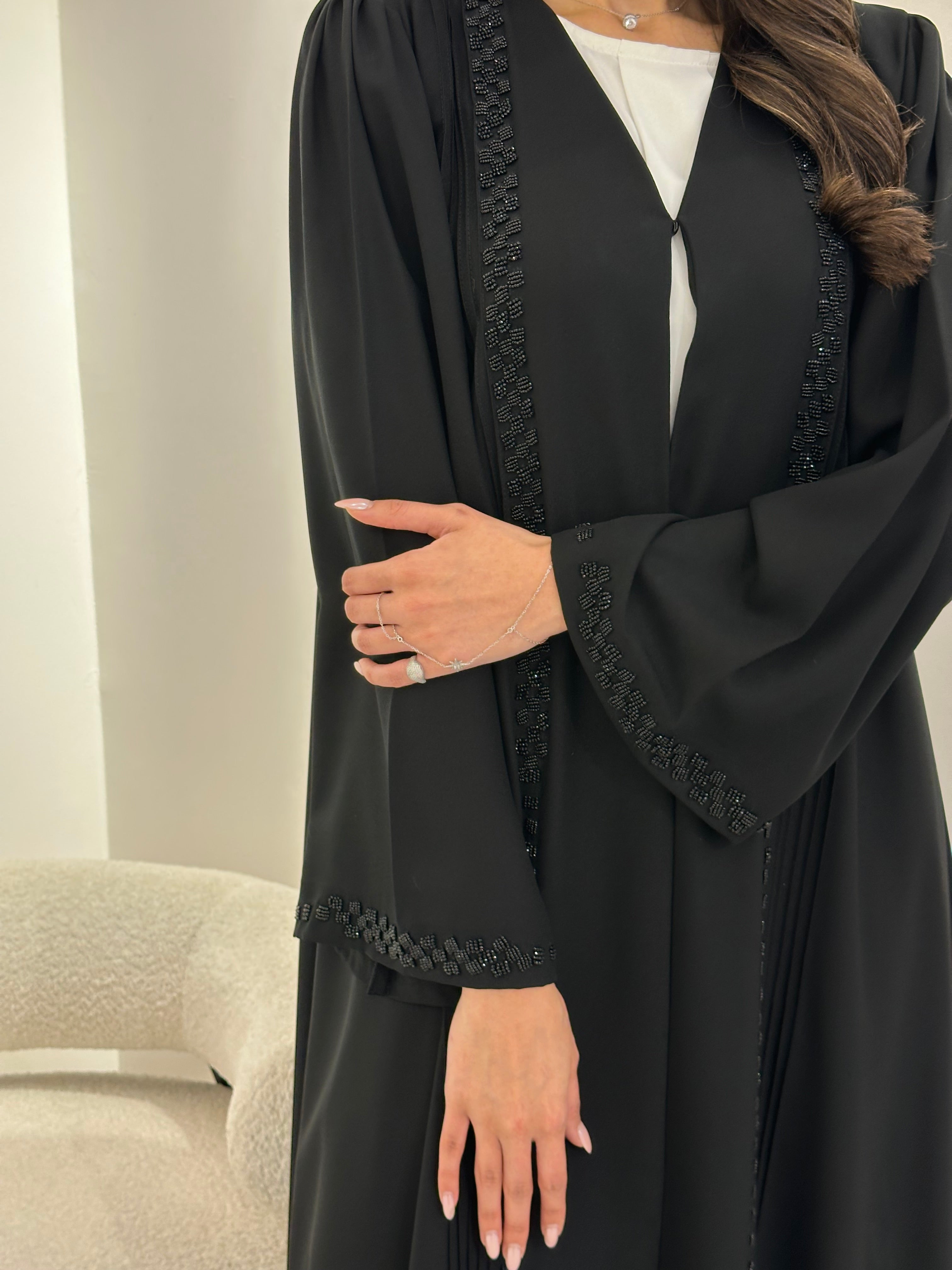 C 0904 Black Beaded Abaya