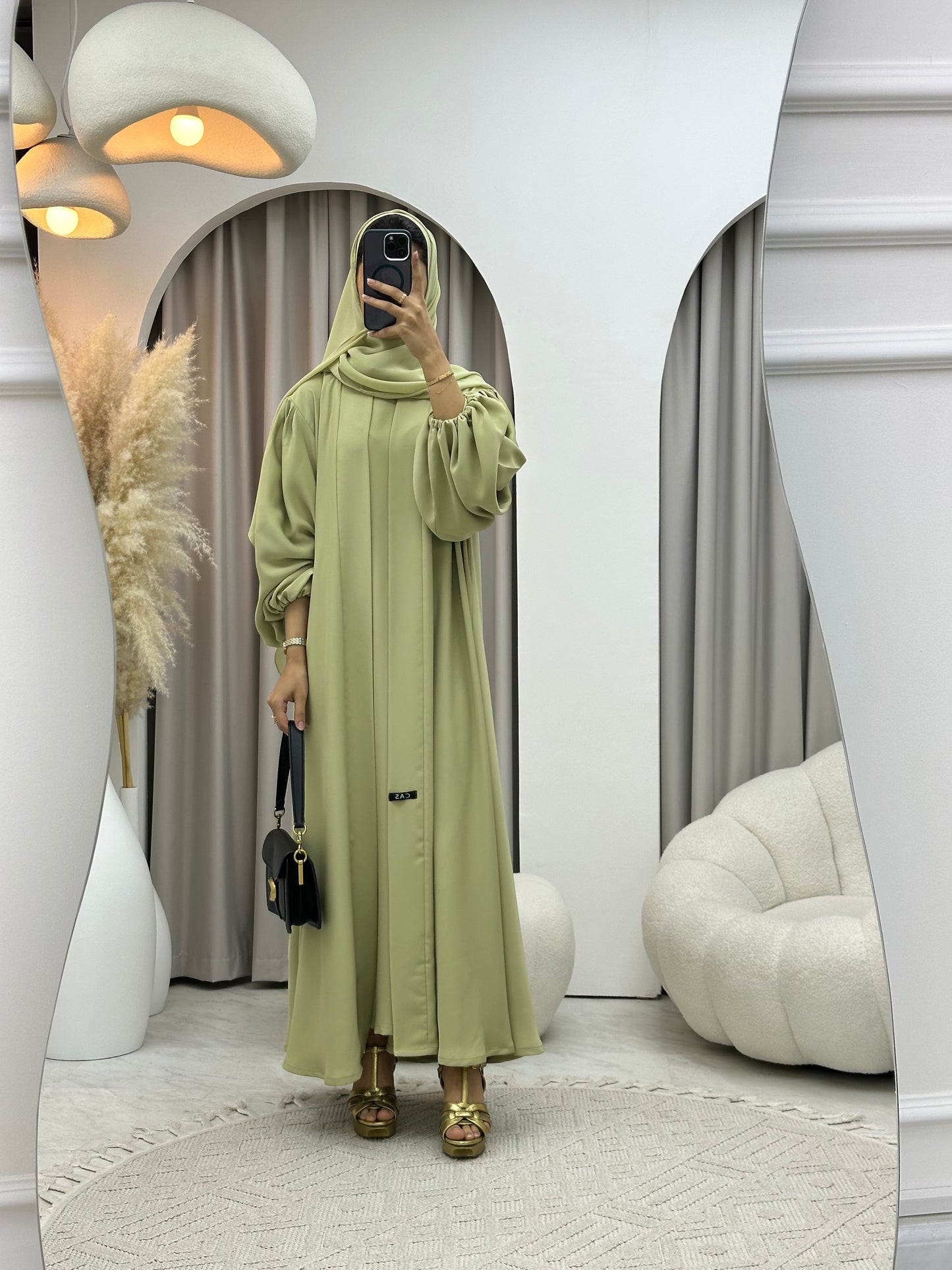 C 0373-03 Mint Pastel Abaya Set