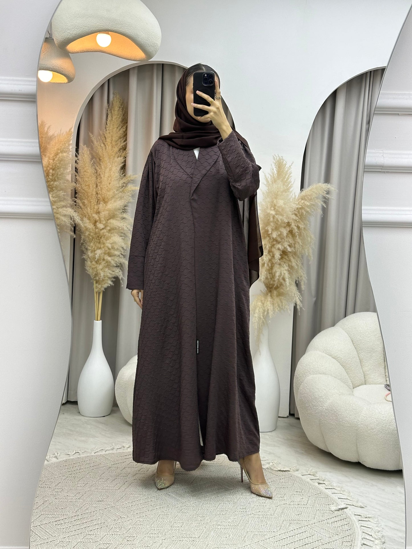 C 0006-05 Brown Coat Silk Eid Abaya