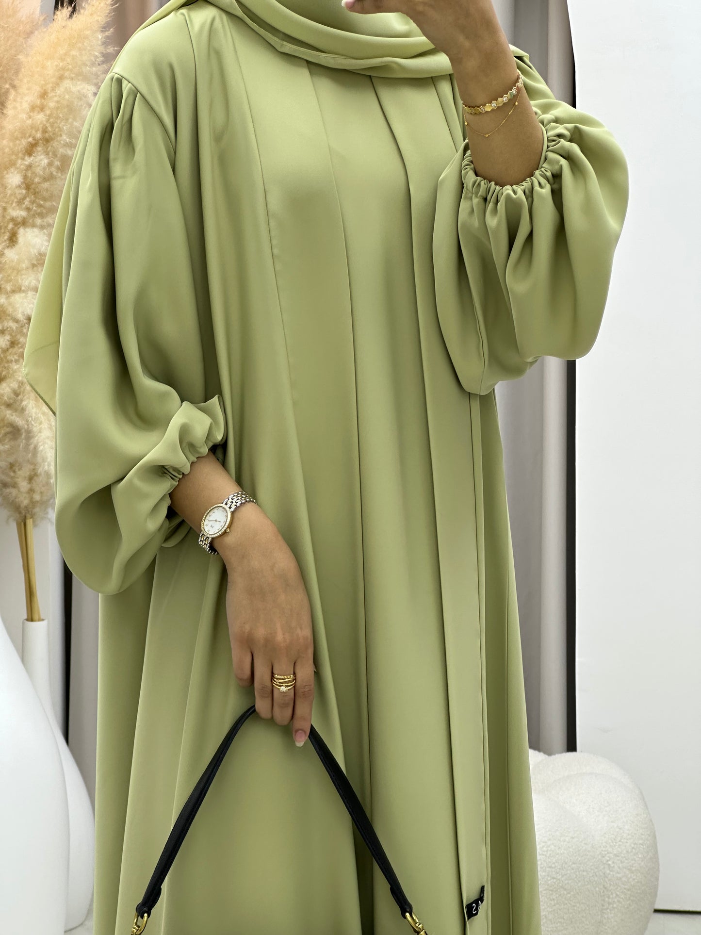 C 0373-03 Mint Pastel Abaya Set