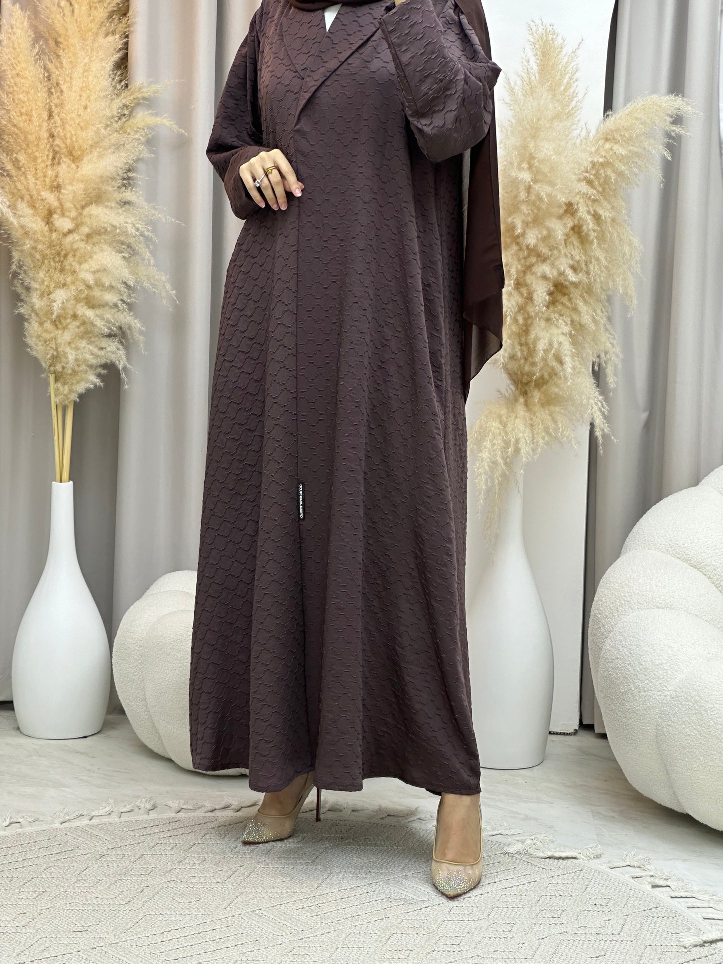 C 0006-05 Brown Coat Silk Eid Abaya