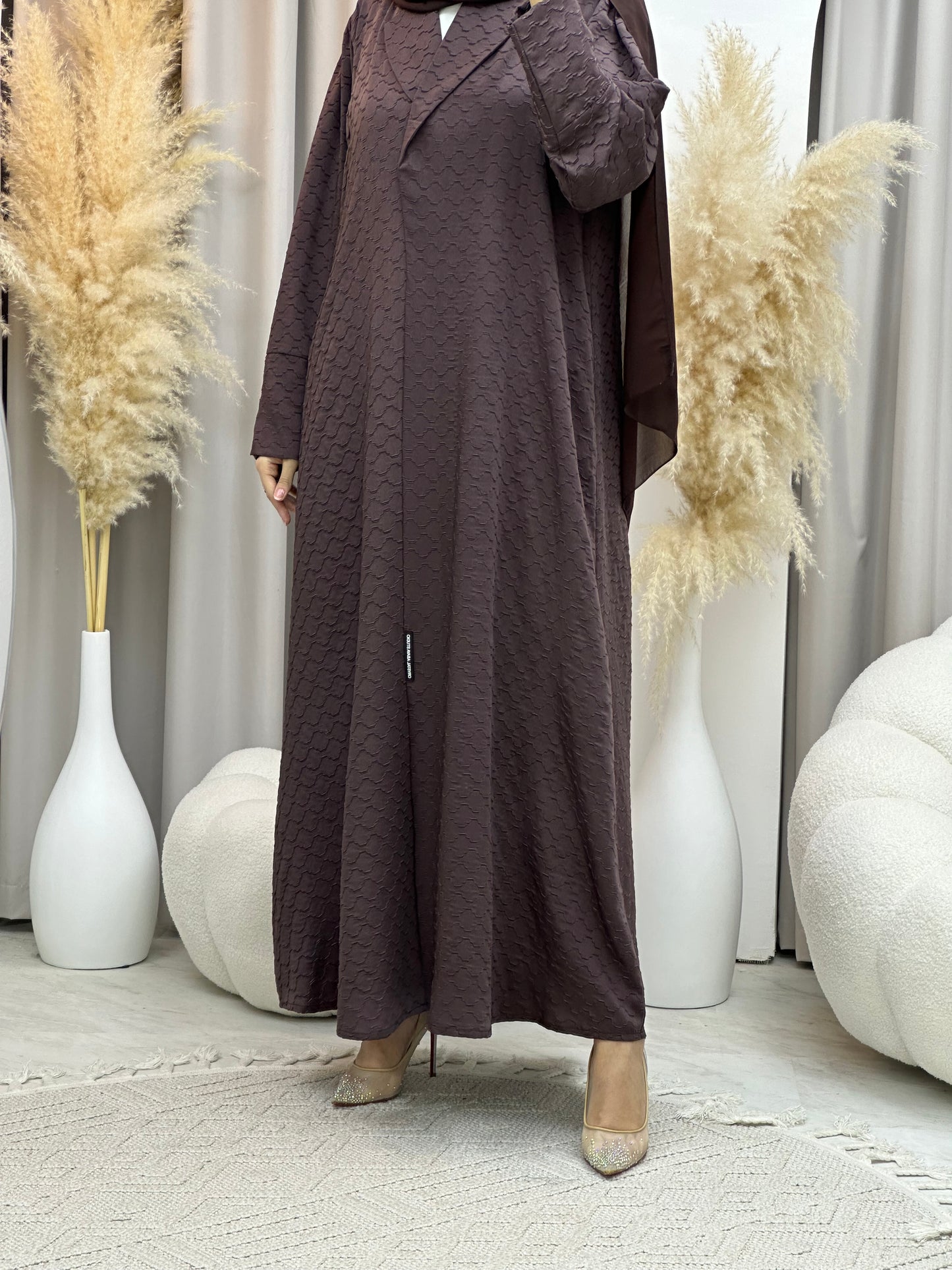 C 0006-05 Brown Coat Silk Eid Abaya