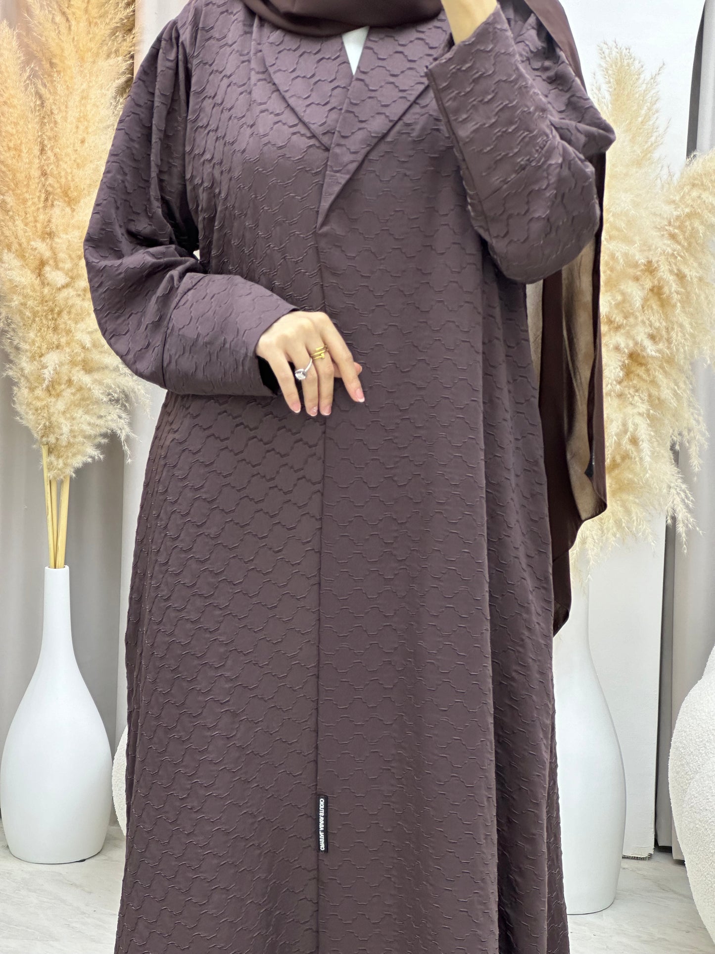 C 0006-05 Brown Coat Silk Eid Abaya