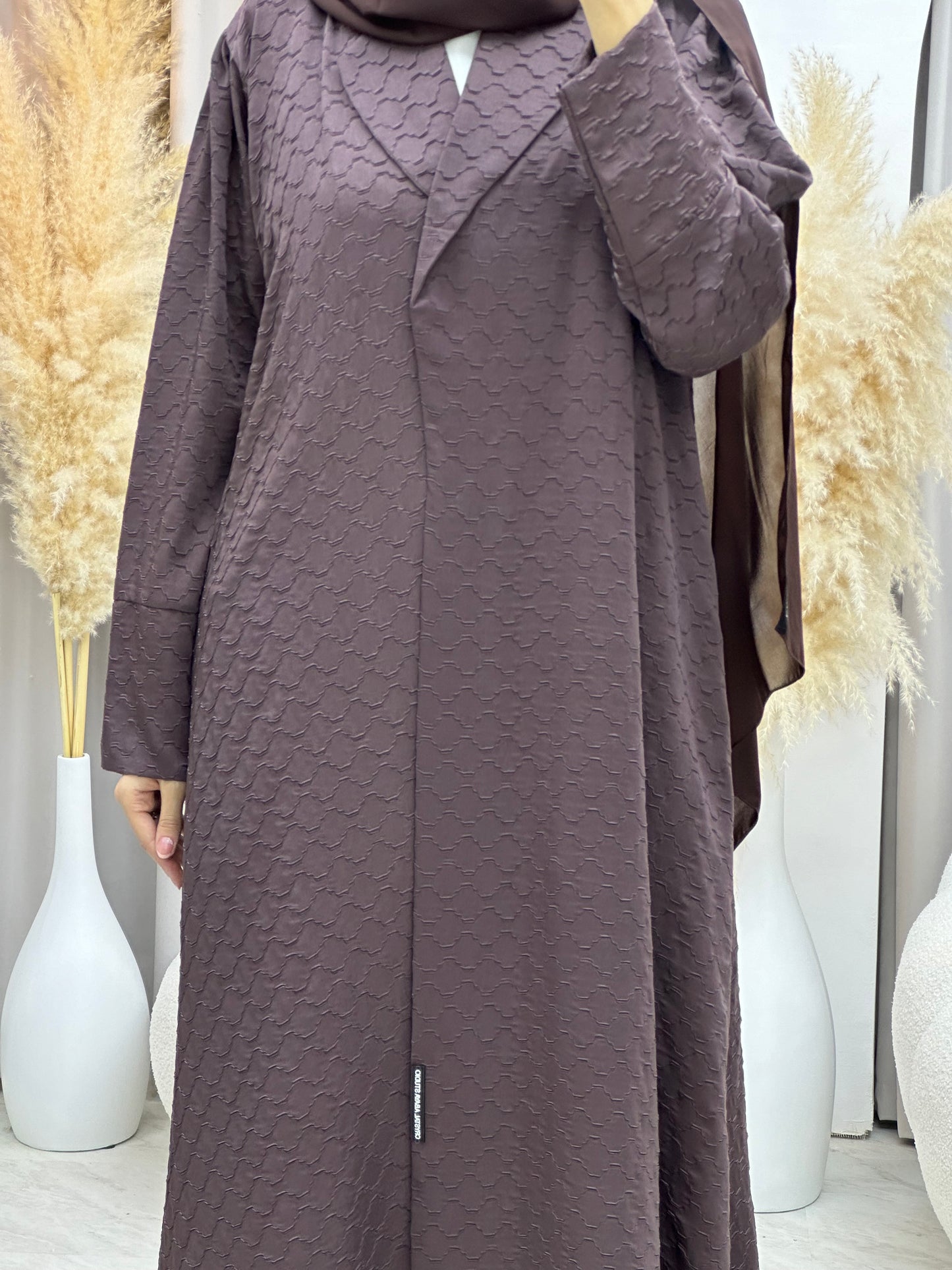 C 0006-05 Brown Coat Silk Eid Abaya