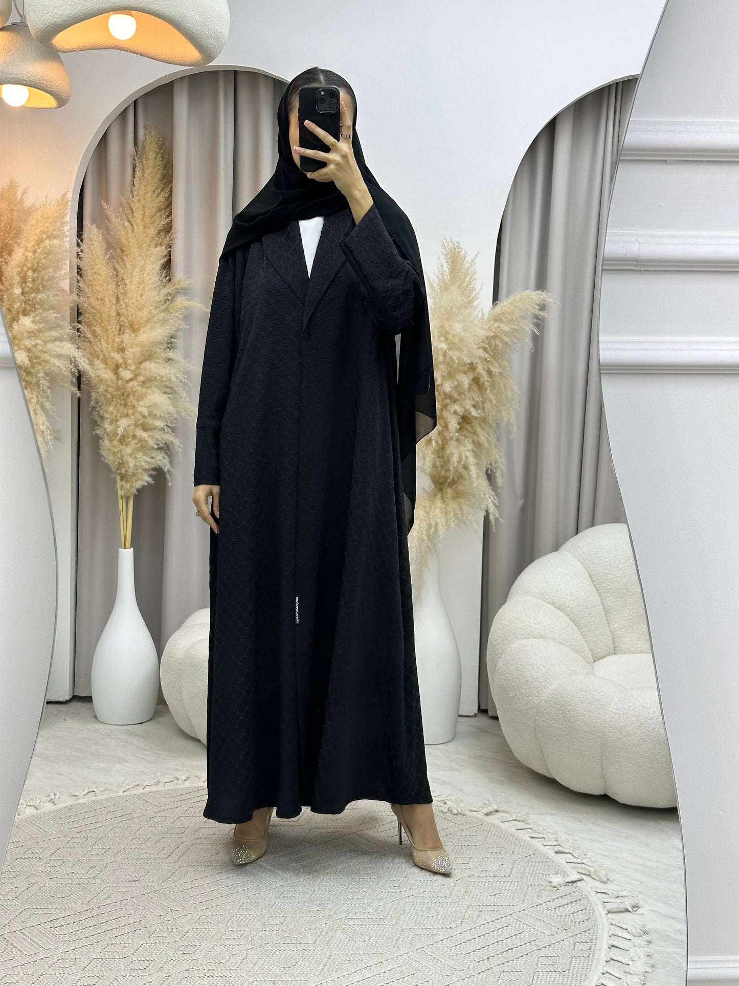 C 0006-06 Black Coat Silk Eid Abaya