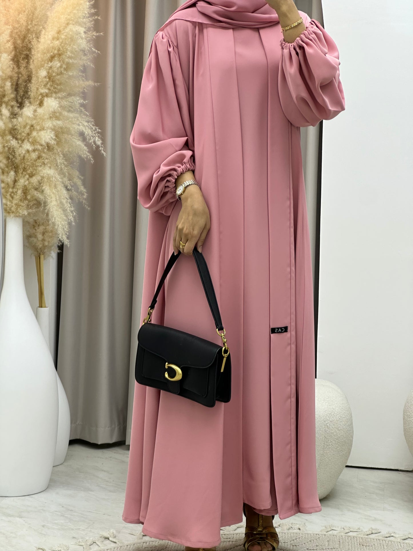 C 0373-04 Rose Pastel Abaya Set