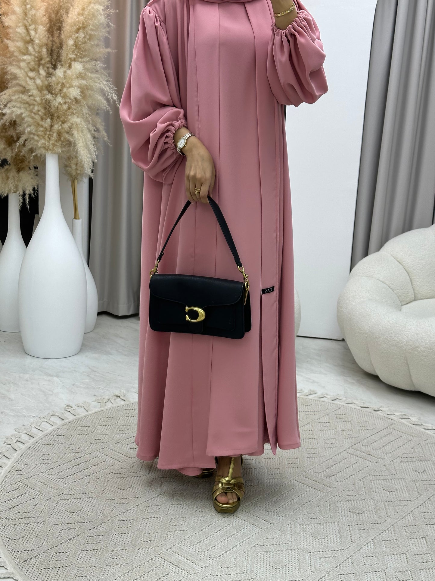 C 0373-04 Rose Pastel Abaya Set