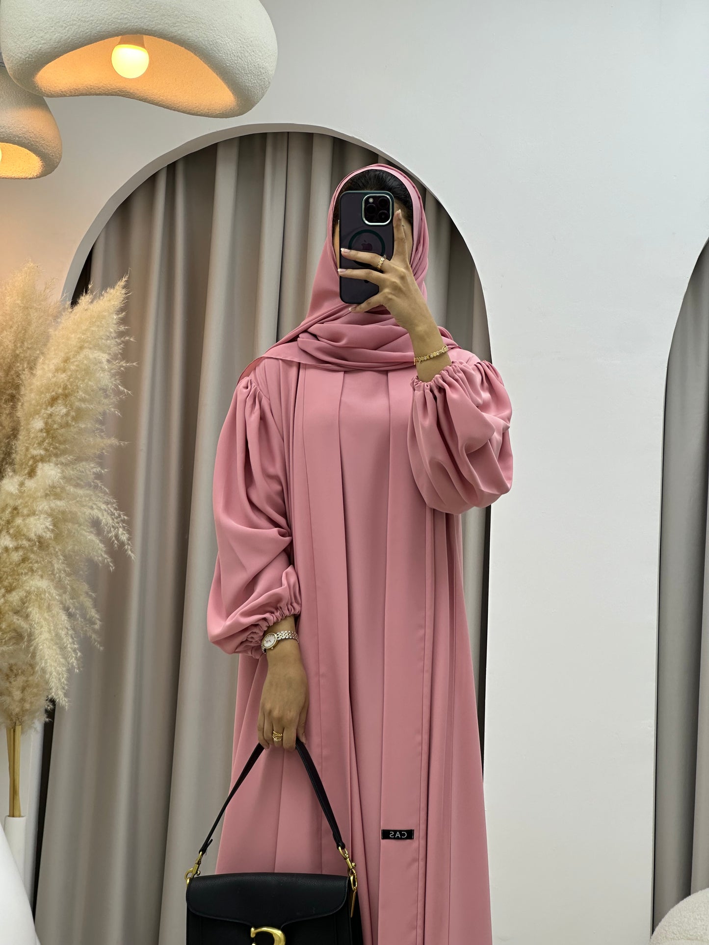 C 0373-04 Rose Pastel Abaya Set