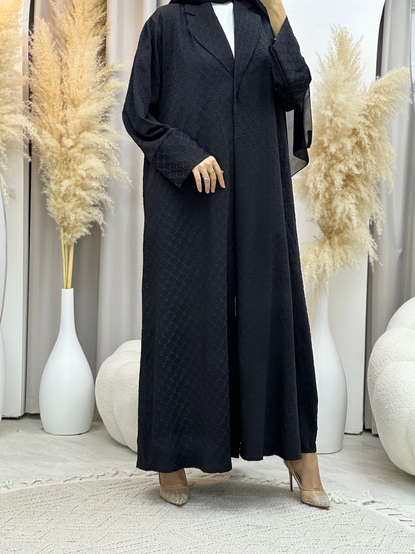 C 0006-06 Black Coat Silk Eid Abaya