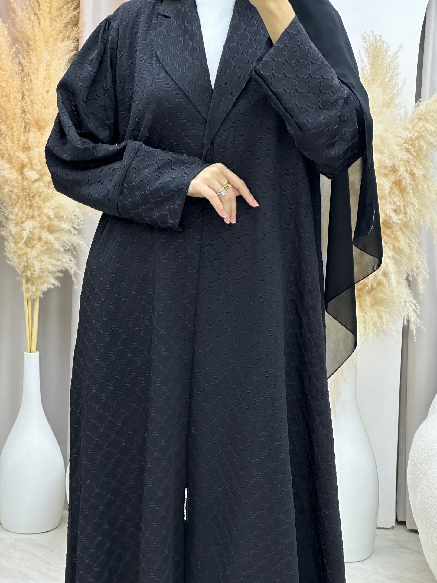 C 0006-06 Black Coat Silk Eid Abaya