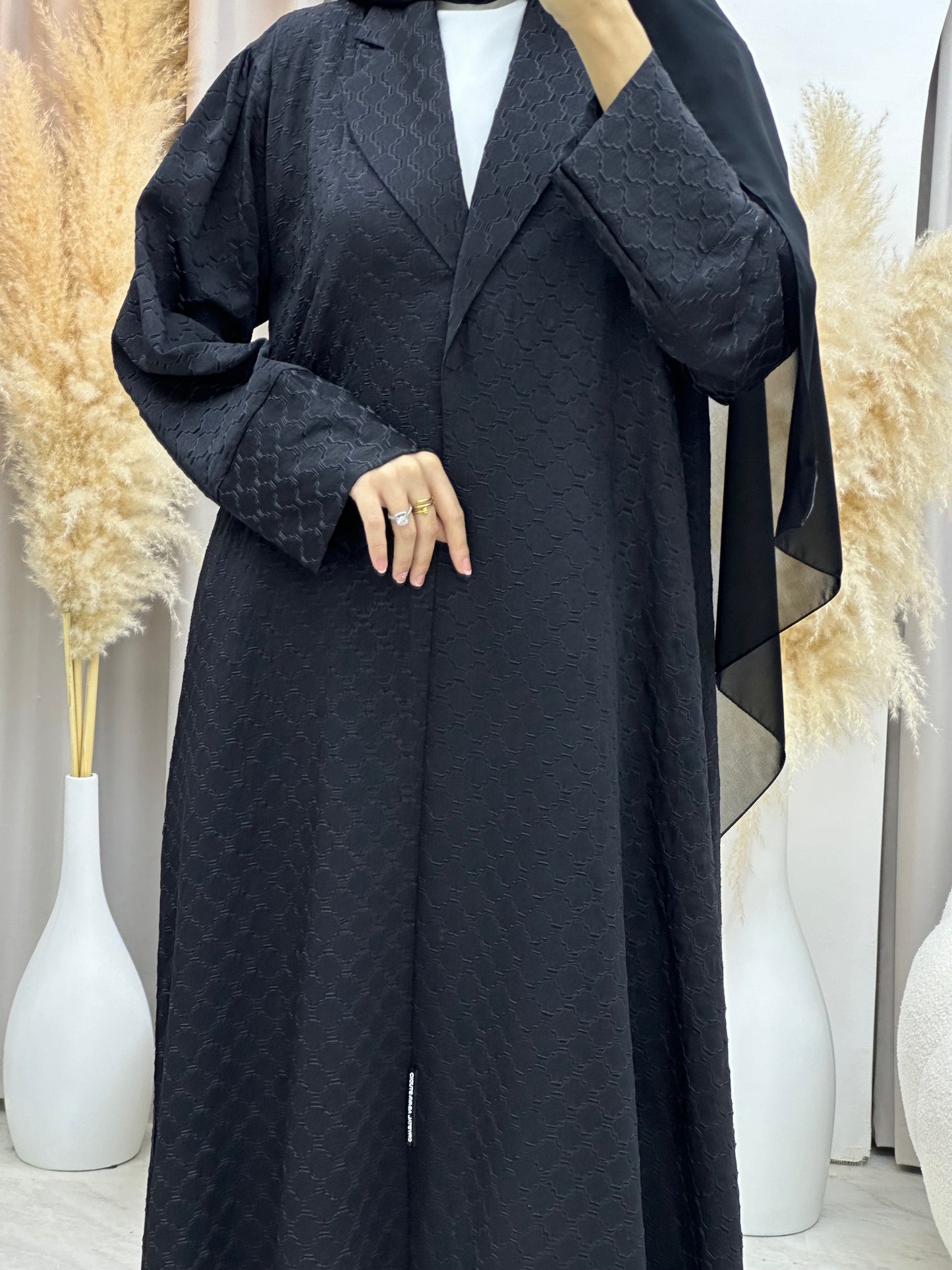 C 0006-06 Black Coat Silk Eid Abaya