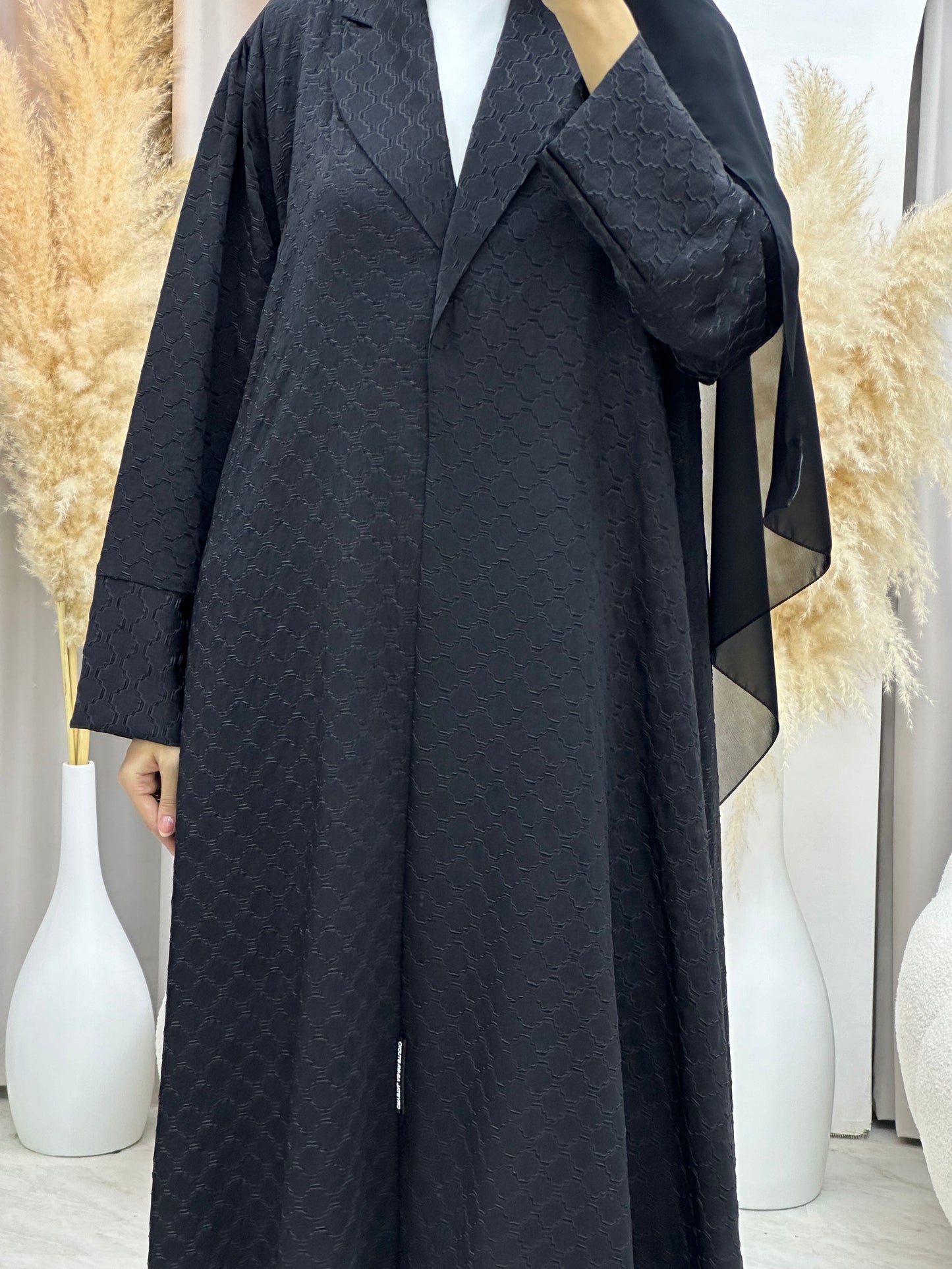 C 0006-06 Black Coat Silk Eid Abaya