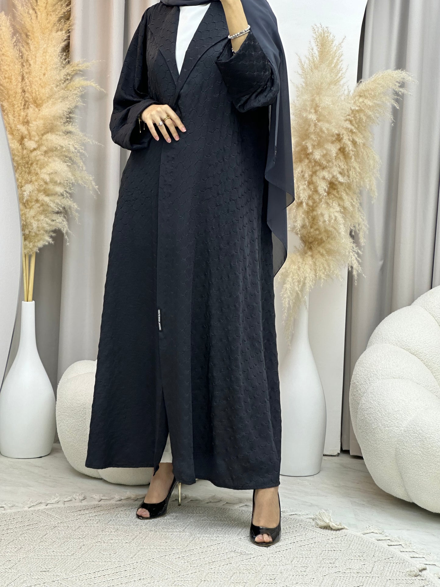 C 0007-04 Grey Coat Silk Eid Abaya 02