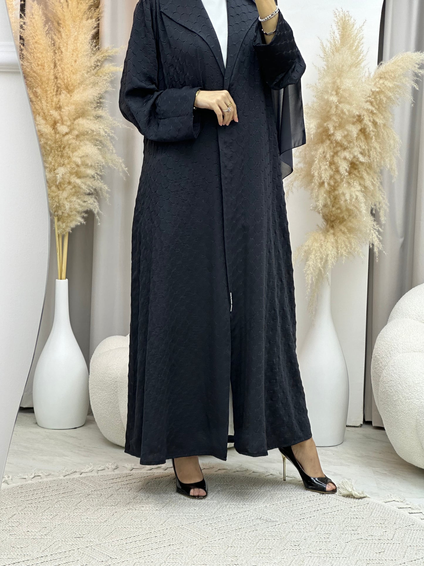 C 0007-04 Grey Coat Silk Eid Abaya 02