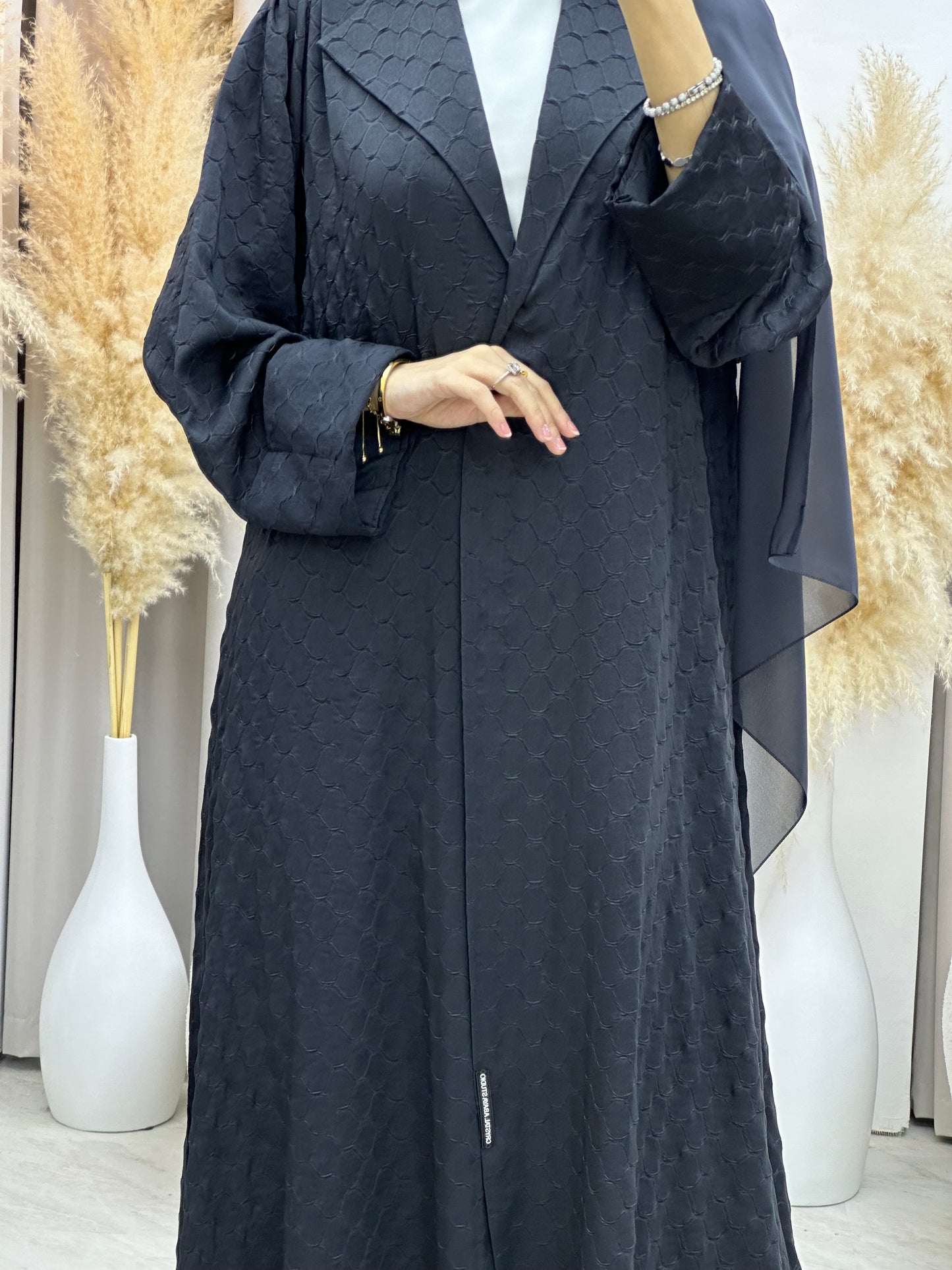 C 0007-04 Grey Coat Silk Eid Abaya 02