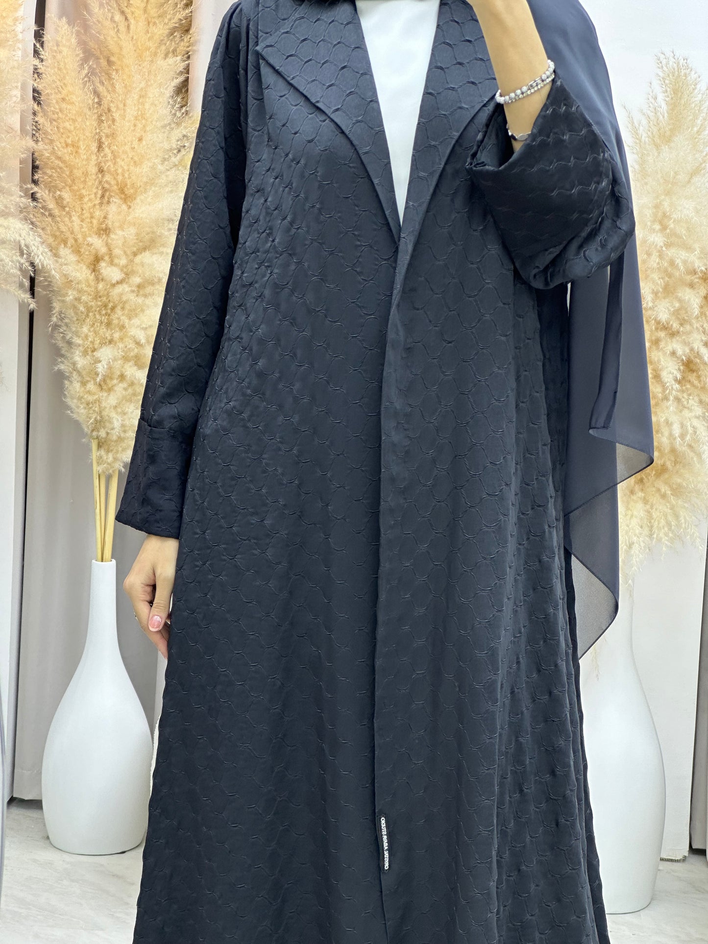 C 0007-04 Grey Coat Silk Eid Abaya 02