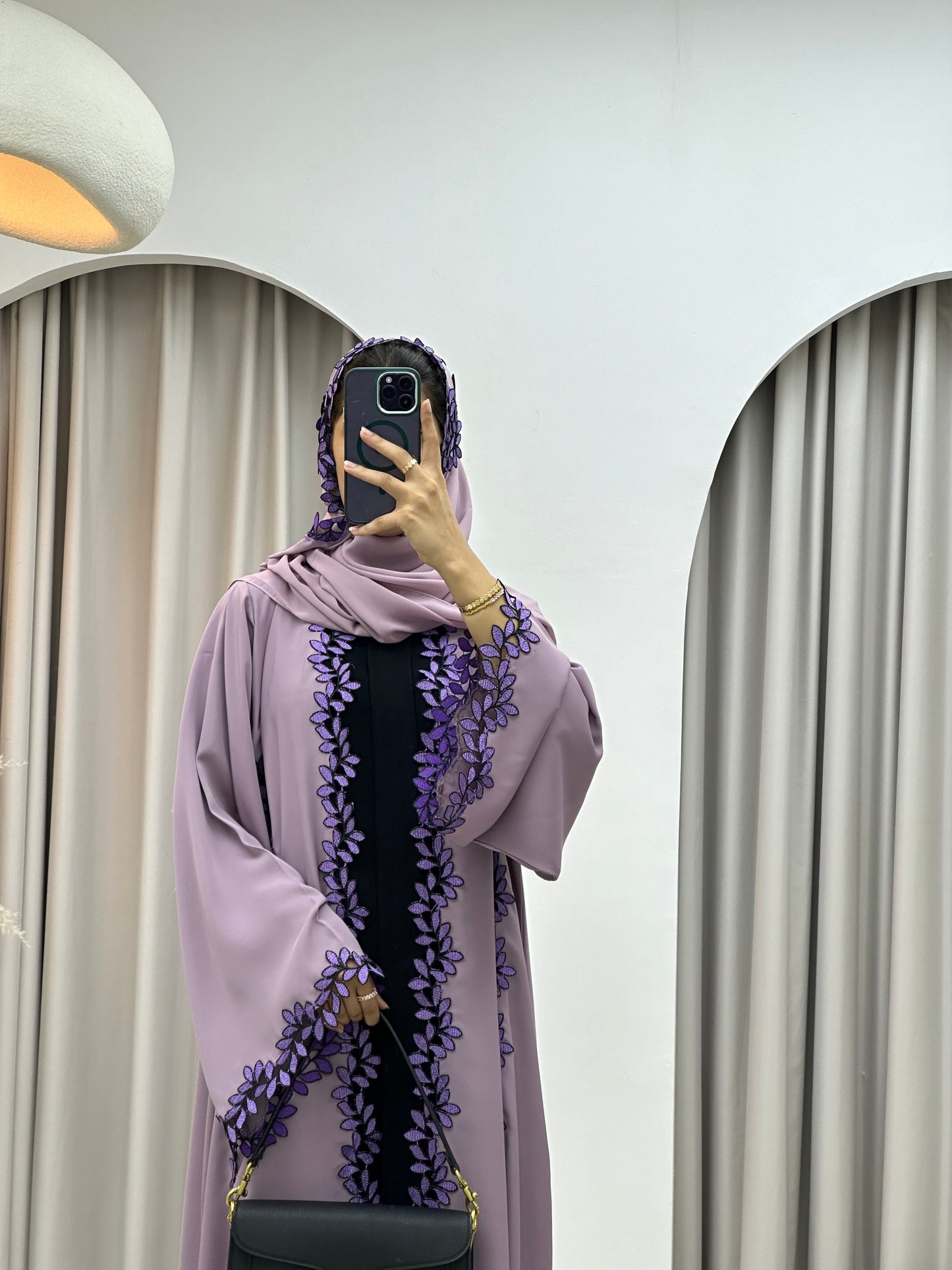 C 0217-01 Purple Floral Lace Abaya