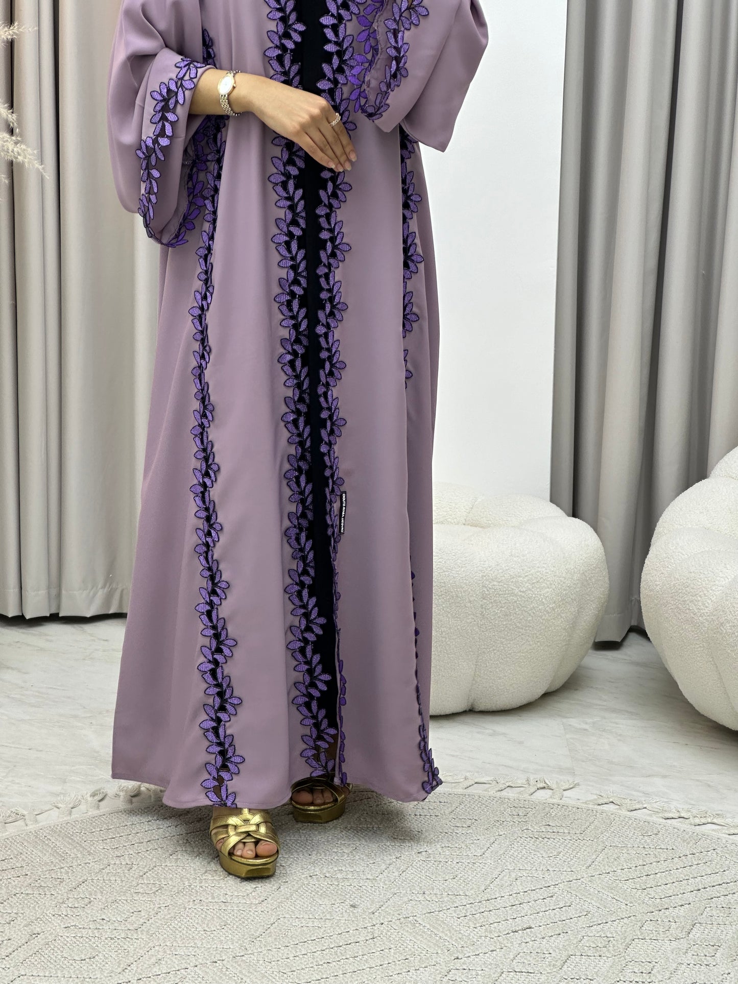 C 0217-01 Purple Floral Lace Abaya