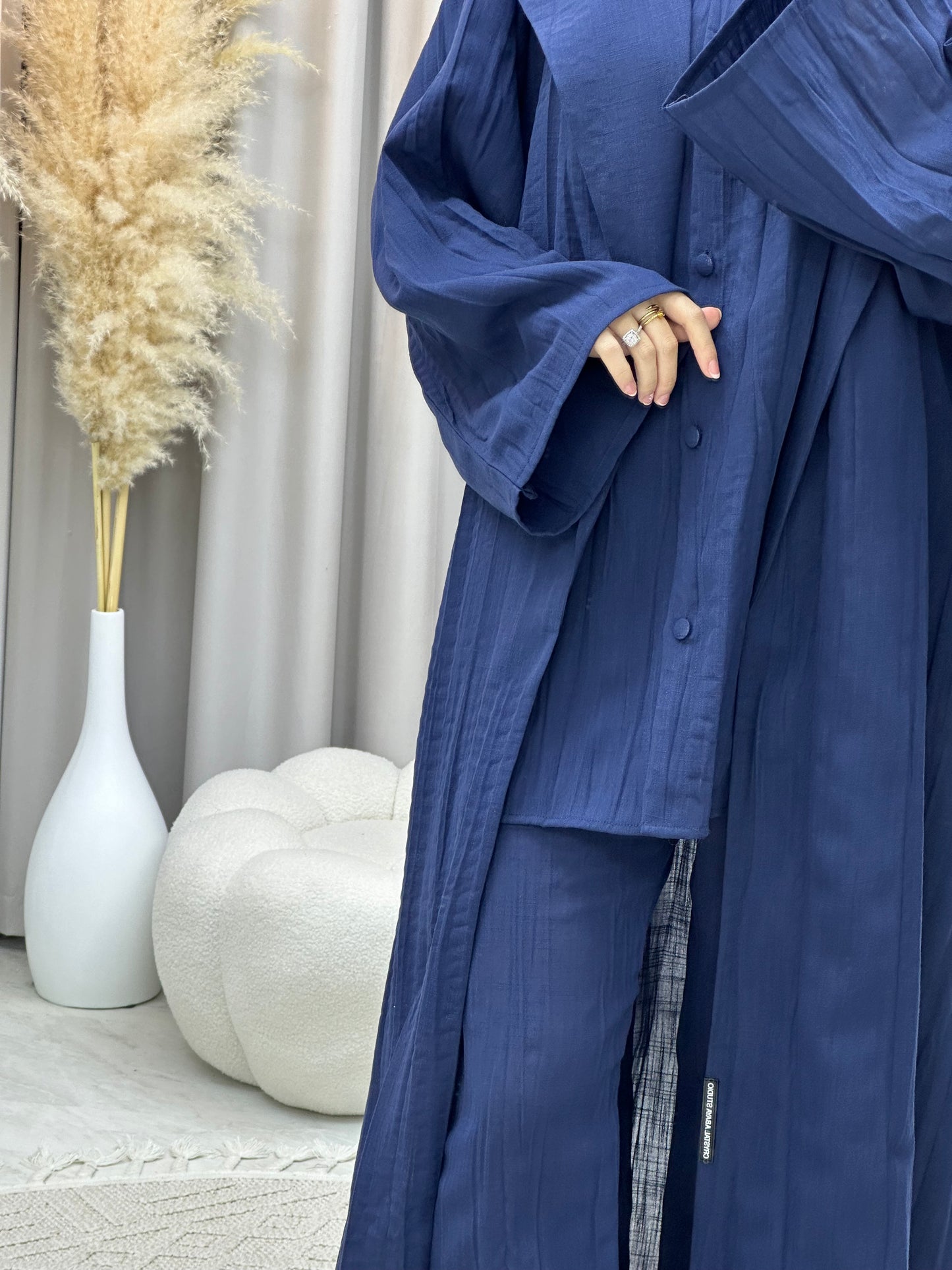 C 0008-01 Blue Summer Pleated Linen Travel Set